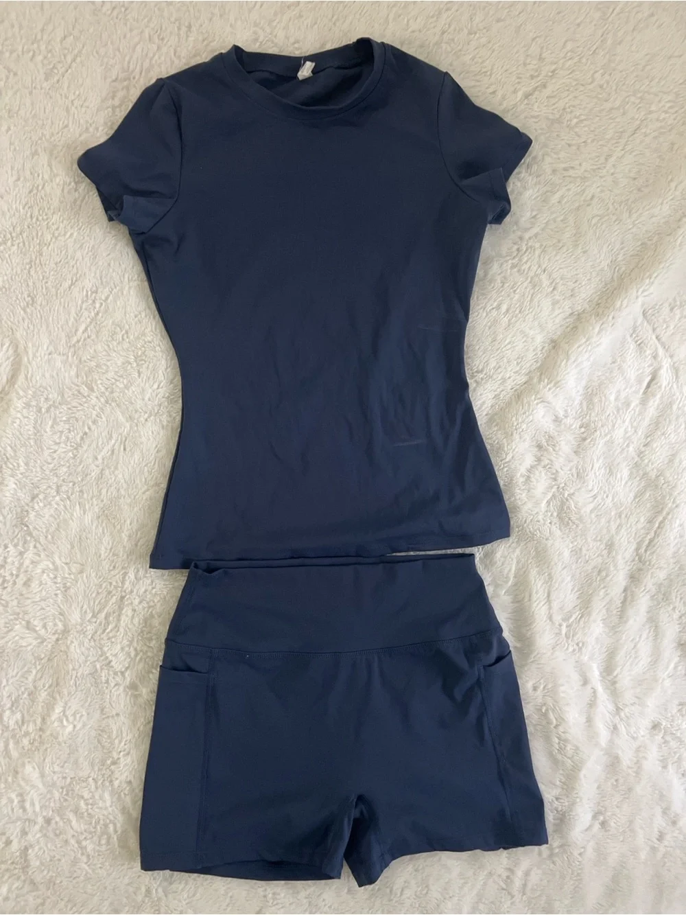 Navy Short Sleeve Top & Active Shorts Set - Women Intimates & Sleepwear